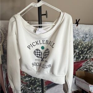 Pickleball Social Club Cropped Sweatshirt by Better Together NWT, Size Large